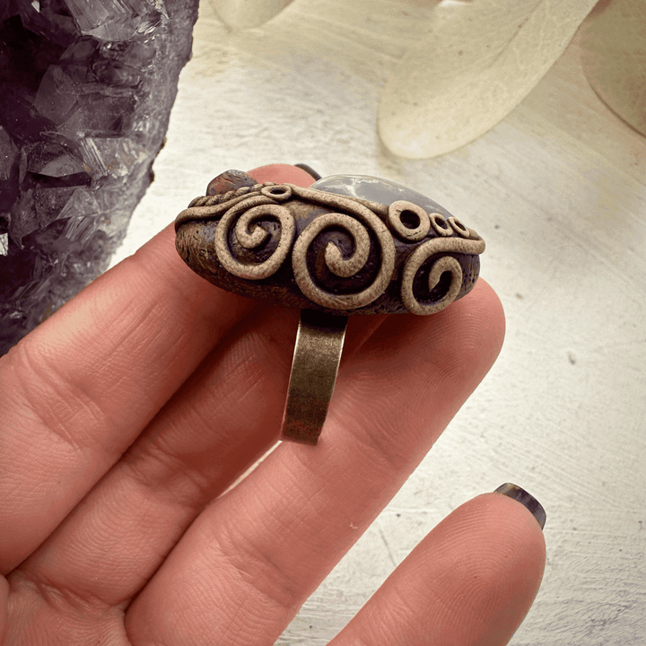 Celestite and Ruby Ring - FairyGardenGlow