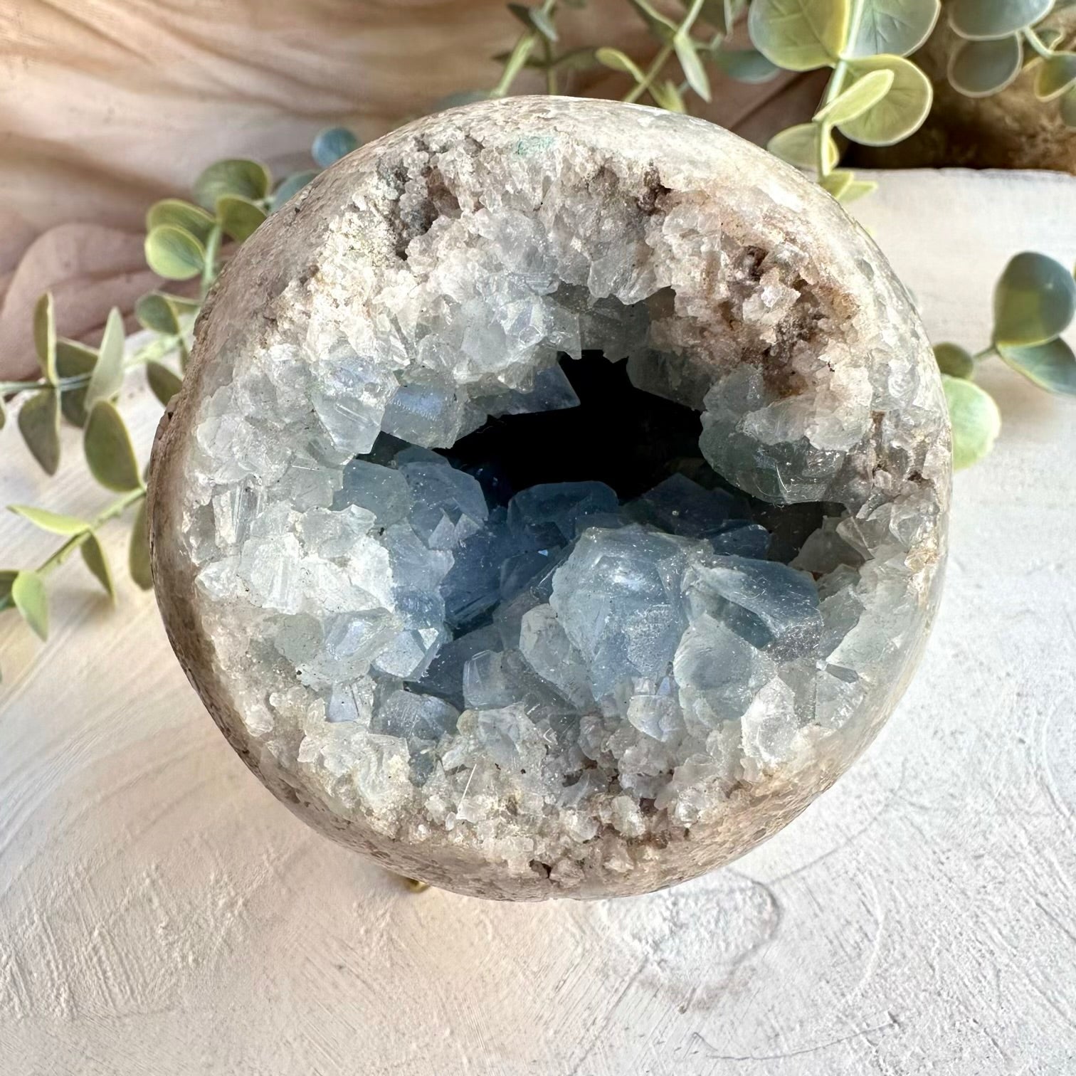 Celestite crystal sphere decorative mineral piece