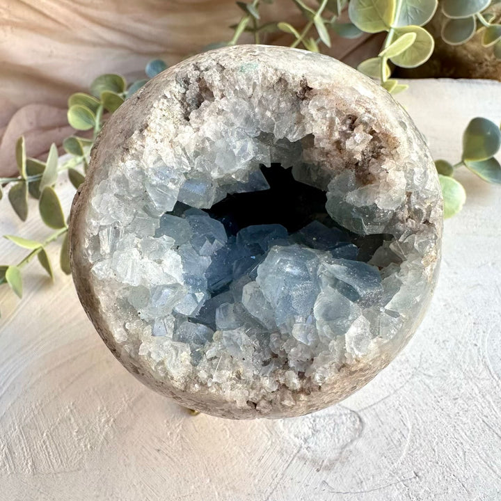 Celestite crystal sphere decorative mineral piece