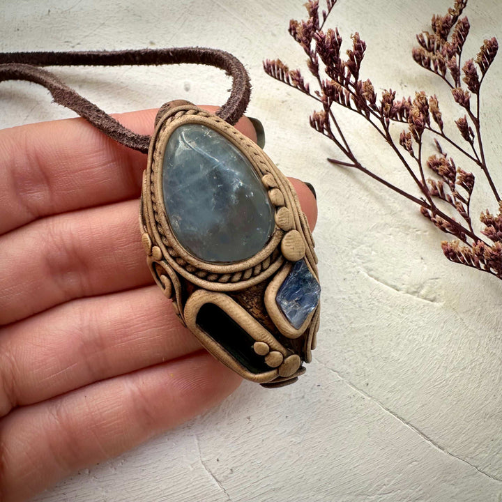 Celestite Blue Tourmaline and Tanzanite Necklace - FairyGardenGlow
