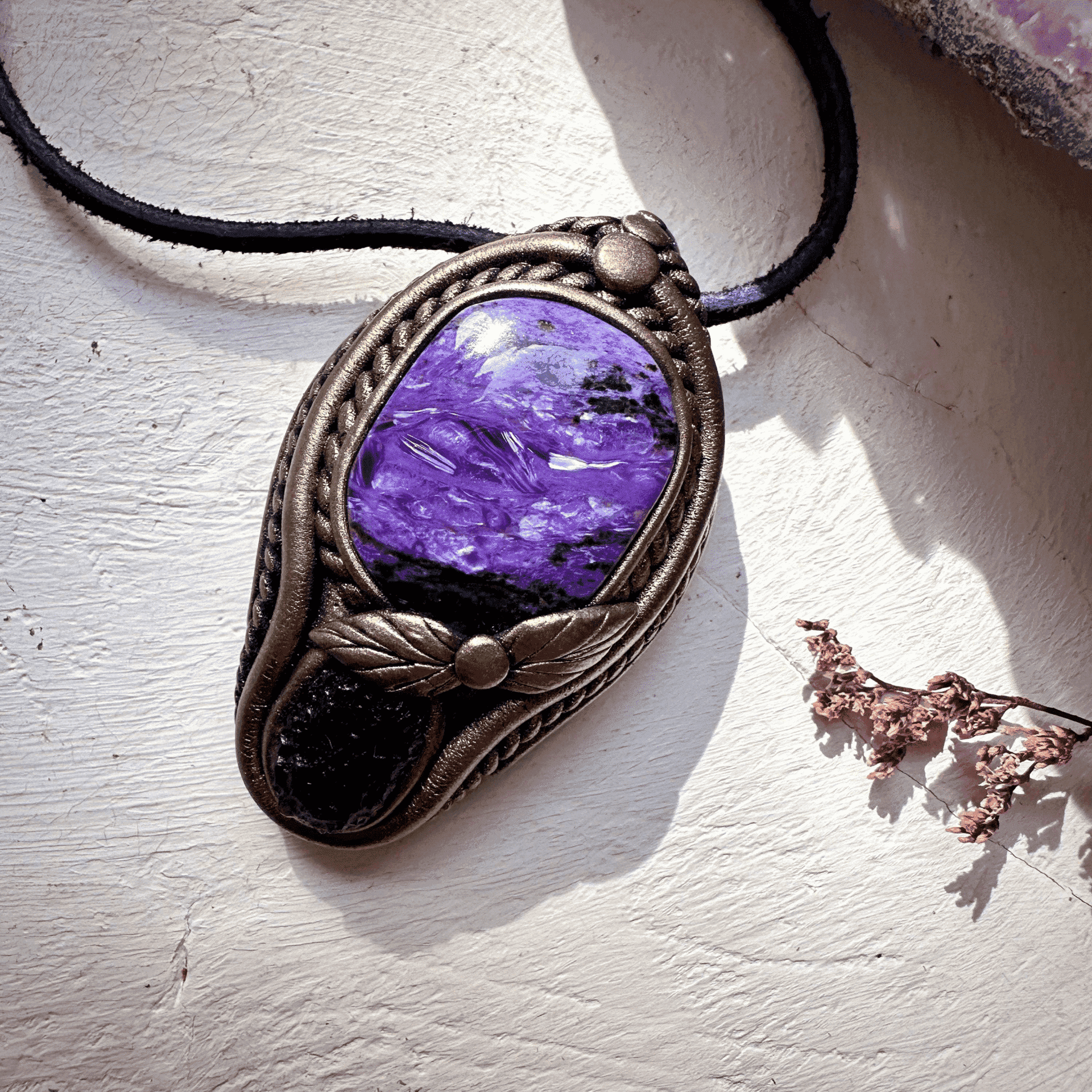 Charoite and Moldavite Necklace - FairyGardenGlow