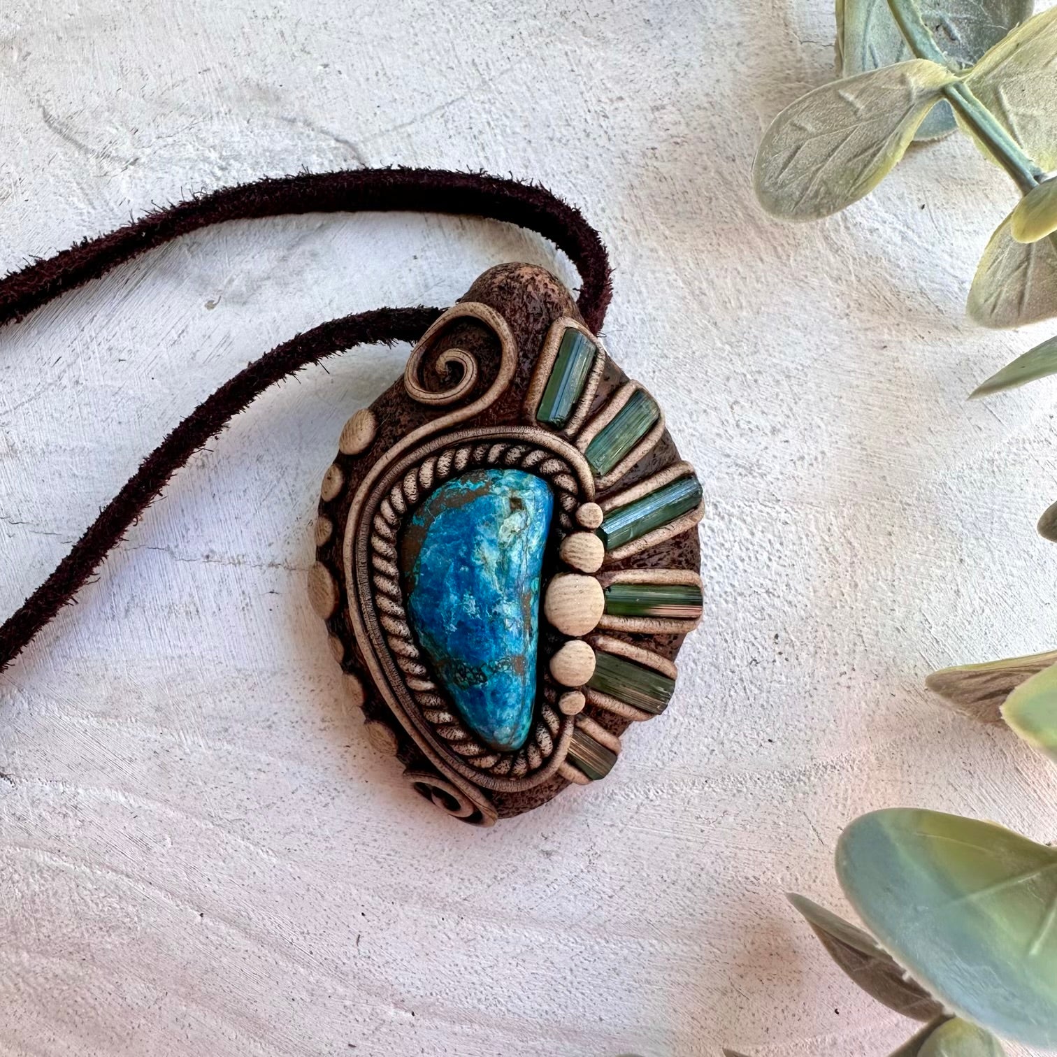 Healing crystal jewelry featuring Chrysocolla and Green Tourmaline