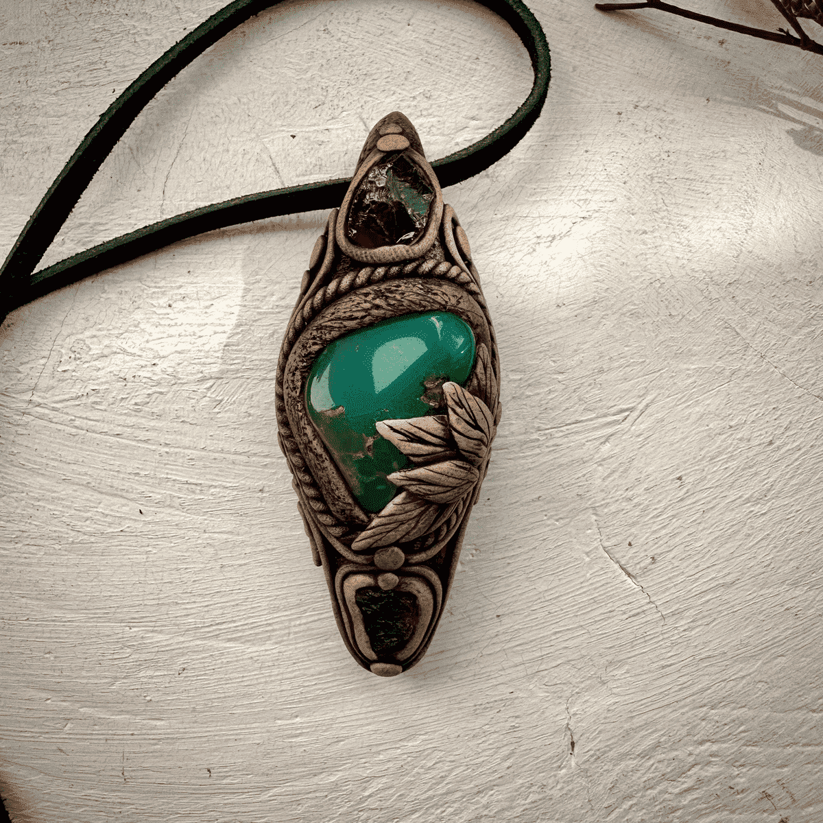 Chrysoprase Red Garnet and Moldavite Pendant - FairyGardenGlow