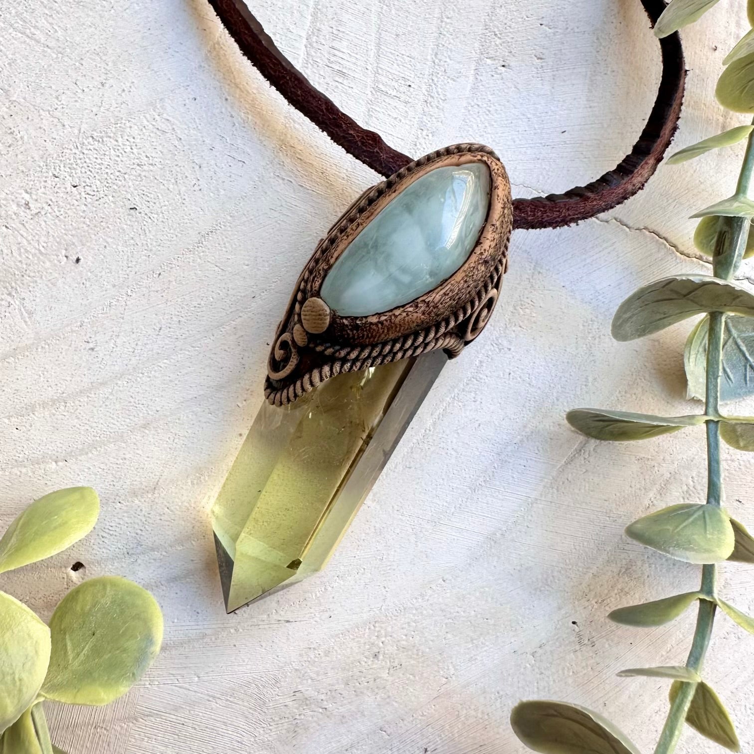 Crystal necklace designed for clarity communication and manifestation