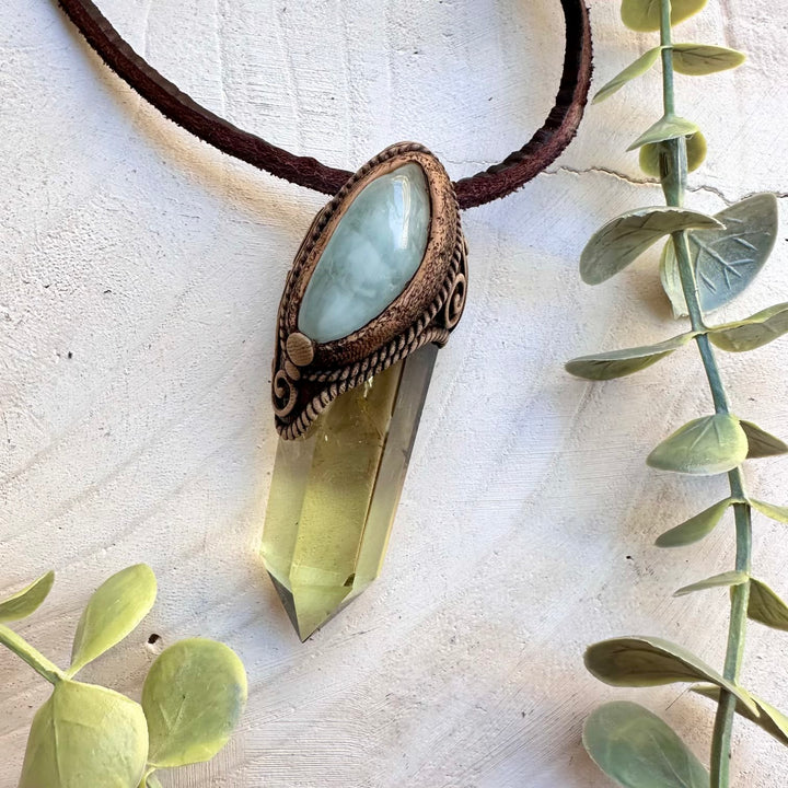 Citrine aquamarine healing crystal energy tool