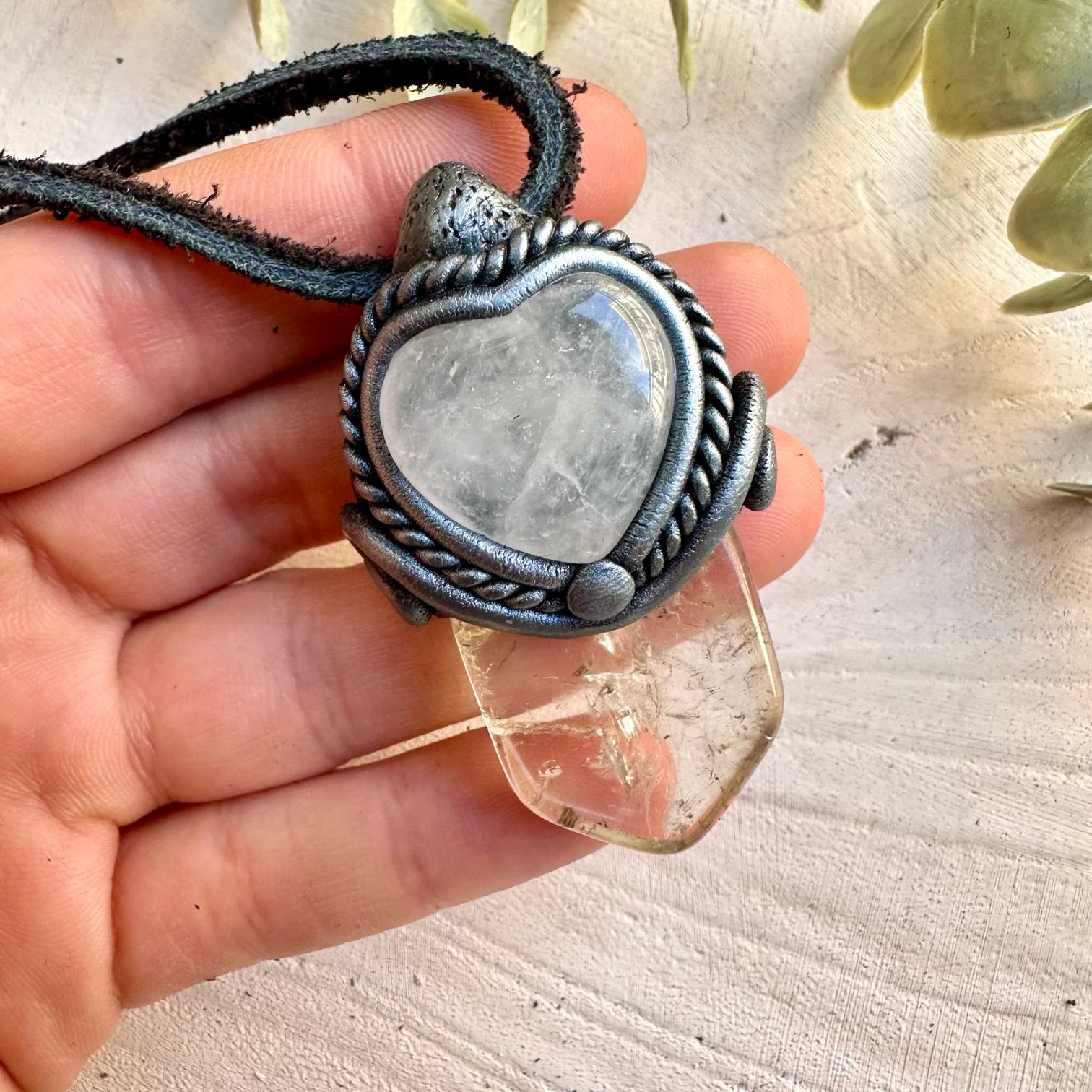 Crystal necklace designed for abundance clarity and love