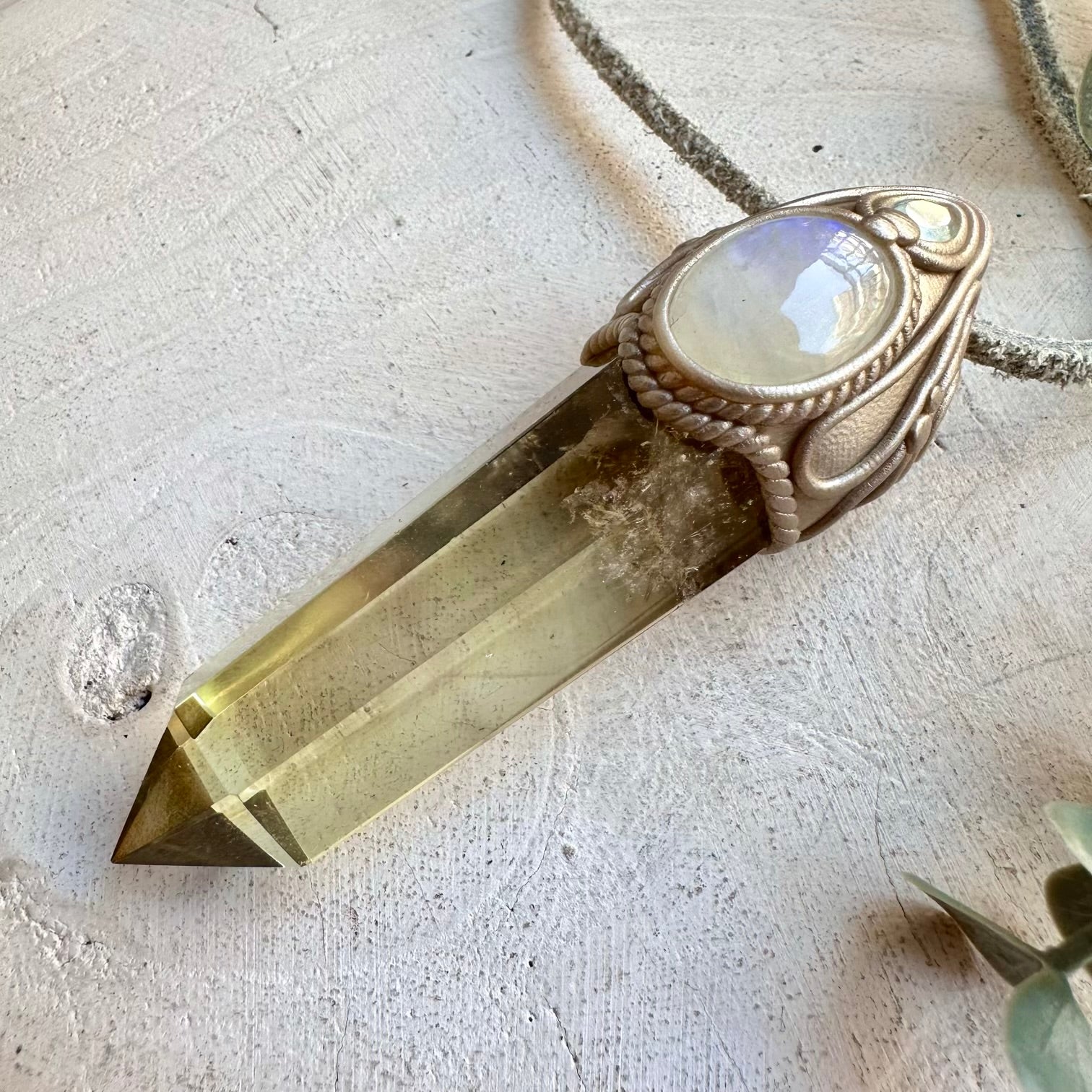 Citrine Wand Pendant Necklace – Abundance, Intuition & Calm Energy Crystal Jewelry