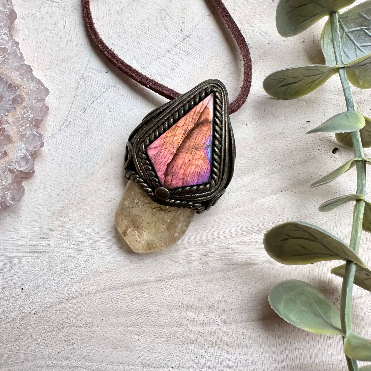 Spiritual jewelry combining citrine and labradorite