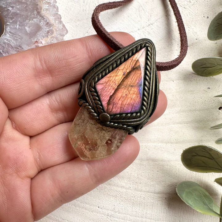 Unique citrine crystal pendant necklace