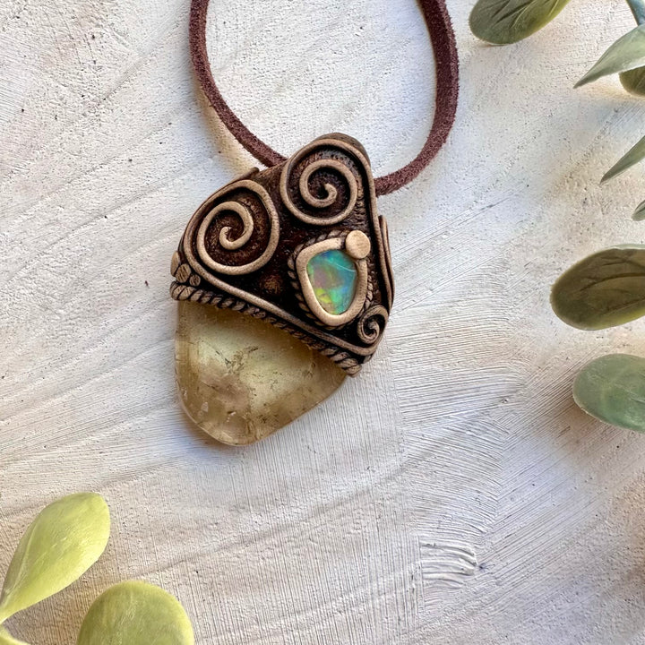 Crystal necklace designed for creativity clarity and manifestation