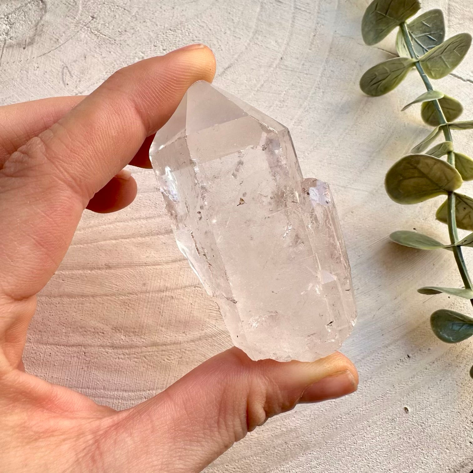 Clear quartz mineral crystal point specimen