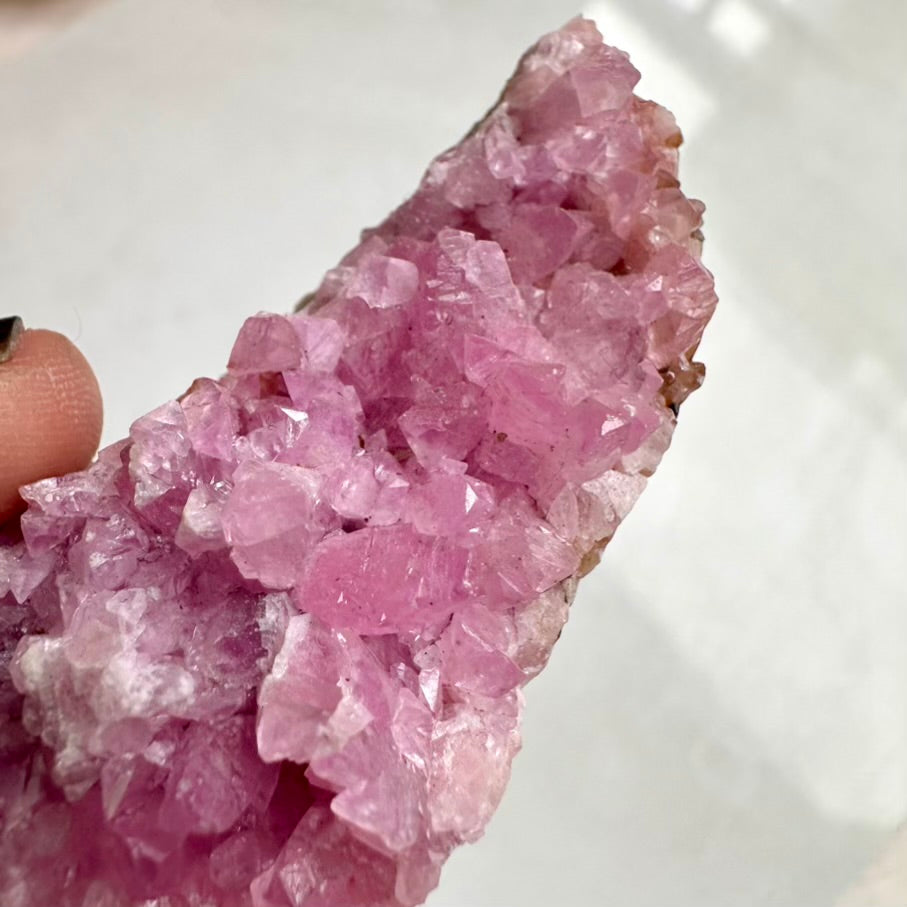 Raw pink Cobalto Calcite crystal cluster for healing or decor