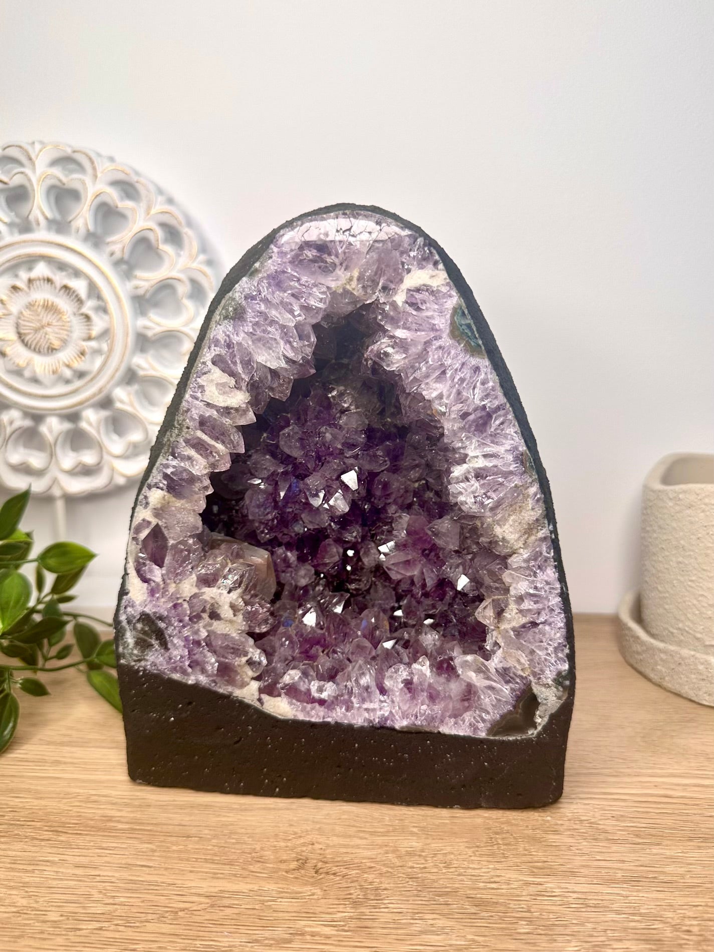 Large purple amethyst crystal for home decor and display
