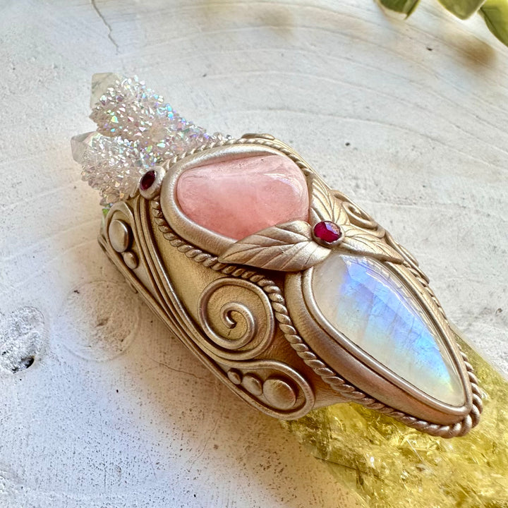 Metaphysical crystal wand handmade with citrine morganite and healing gemstones