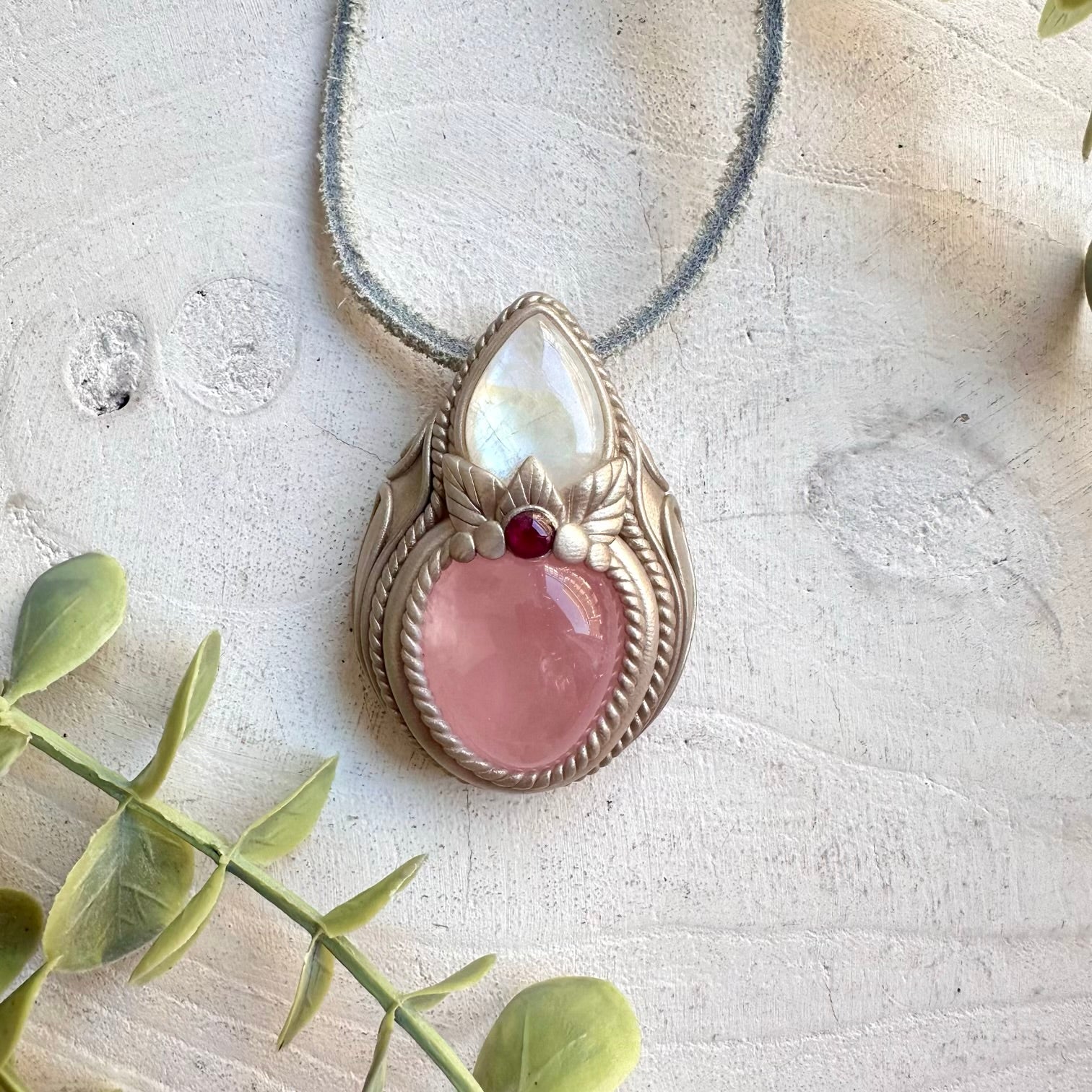 Boho jewelry protection amulet crystal necklace heart chakra energy