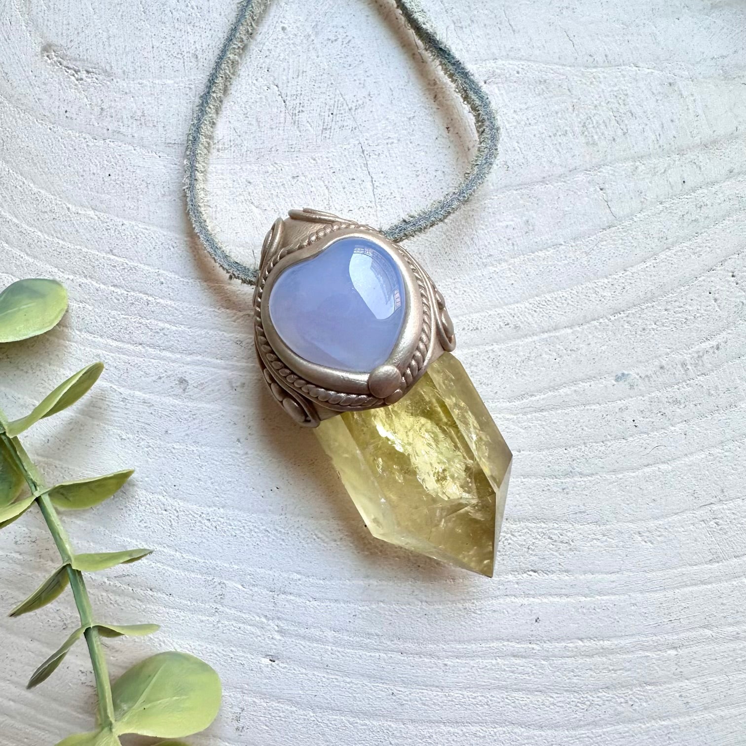 Healing jewelry protection amulet chalceodny necklace with calming energy