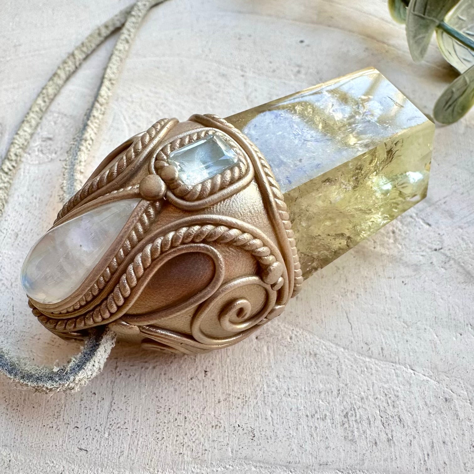 Handmade healing crystal wand for abundance intuition and emotional balance energy