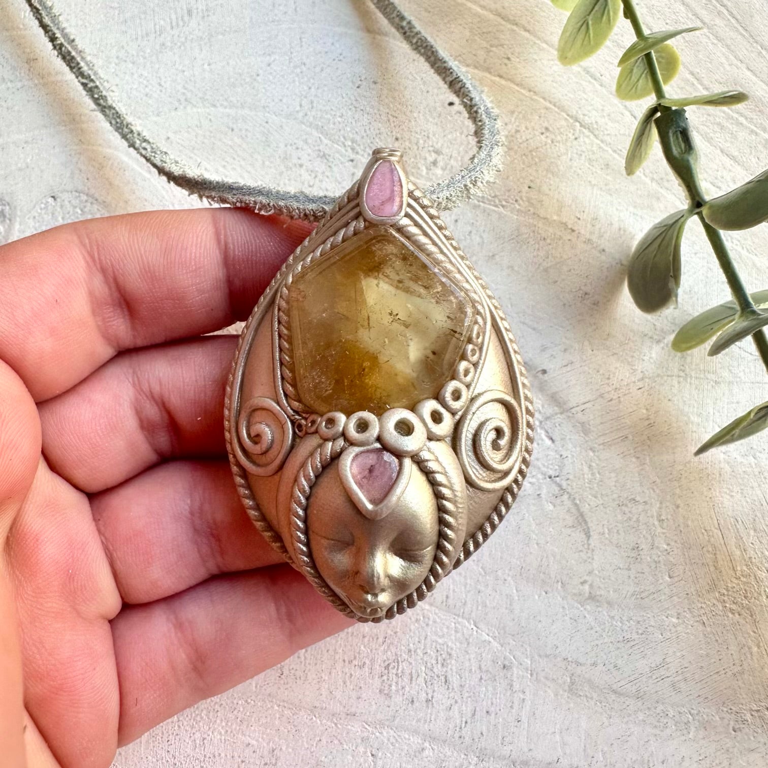 Fantasy jewelry crystal necklace mystical love and manifestation energy piece