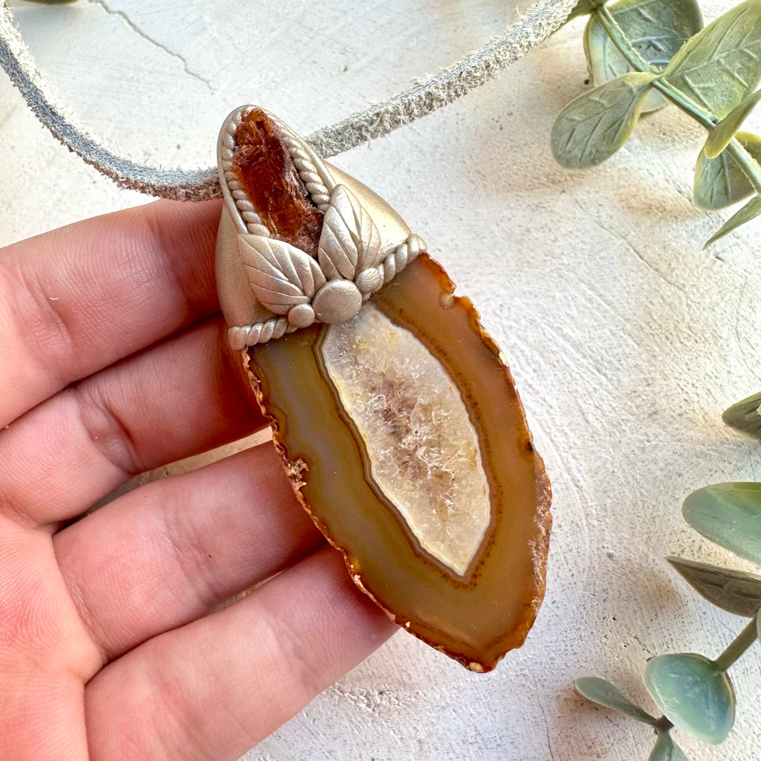 Healing stone necklace crystal talisman for grounding and clarity
