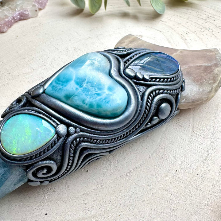 One of a kind crystal wand with multiple healing crystals