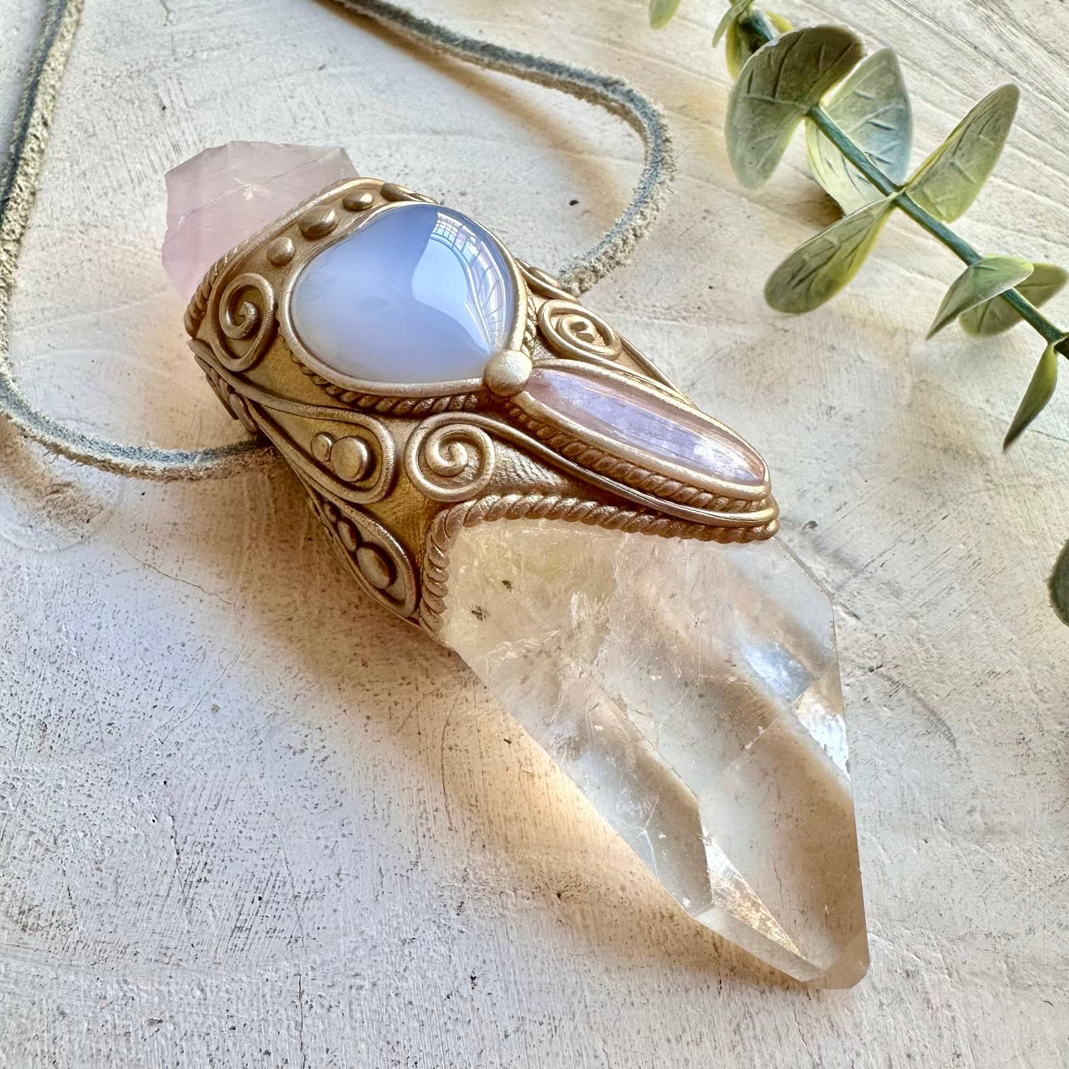 Spiritual crystal wand for meditation chakra balancing and intention setting