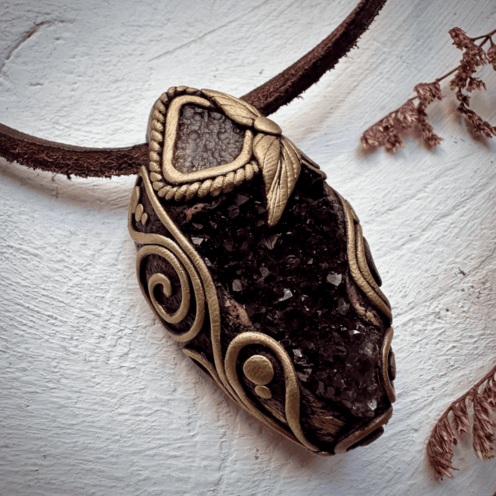 Amethyst Cluster and Moldavite Necklace - FairyGardenGlow