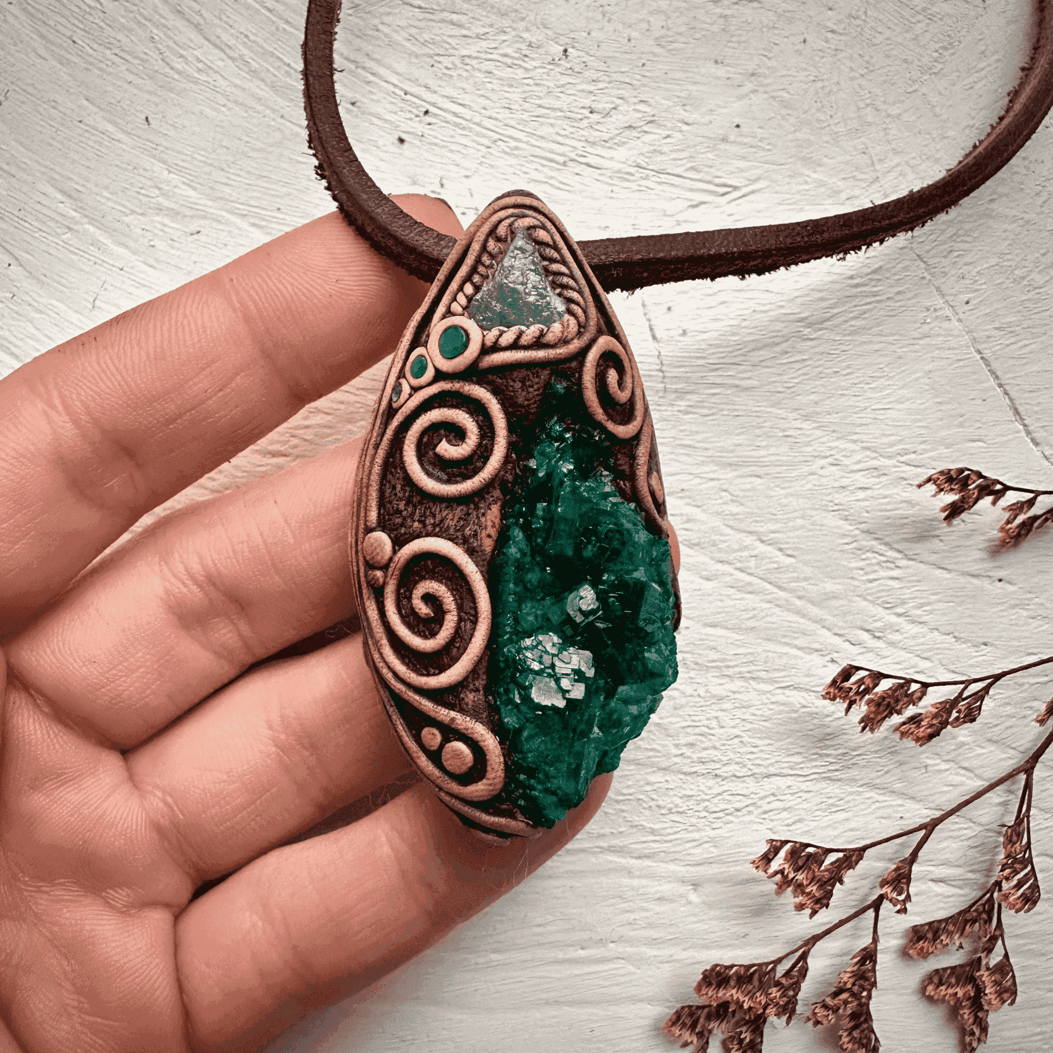Dioptase Tanzanite and Emerald Necklace - FairyGardenGlow
