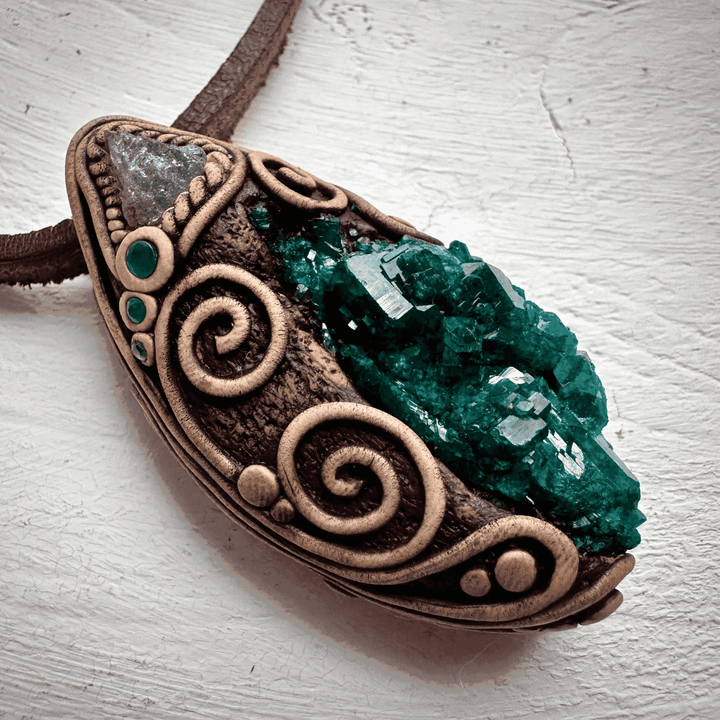 Dioptase Tanzanite and Emerald Necklace - FairyGardenGlow