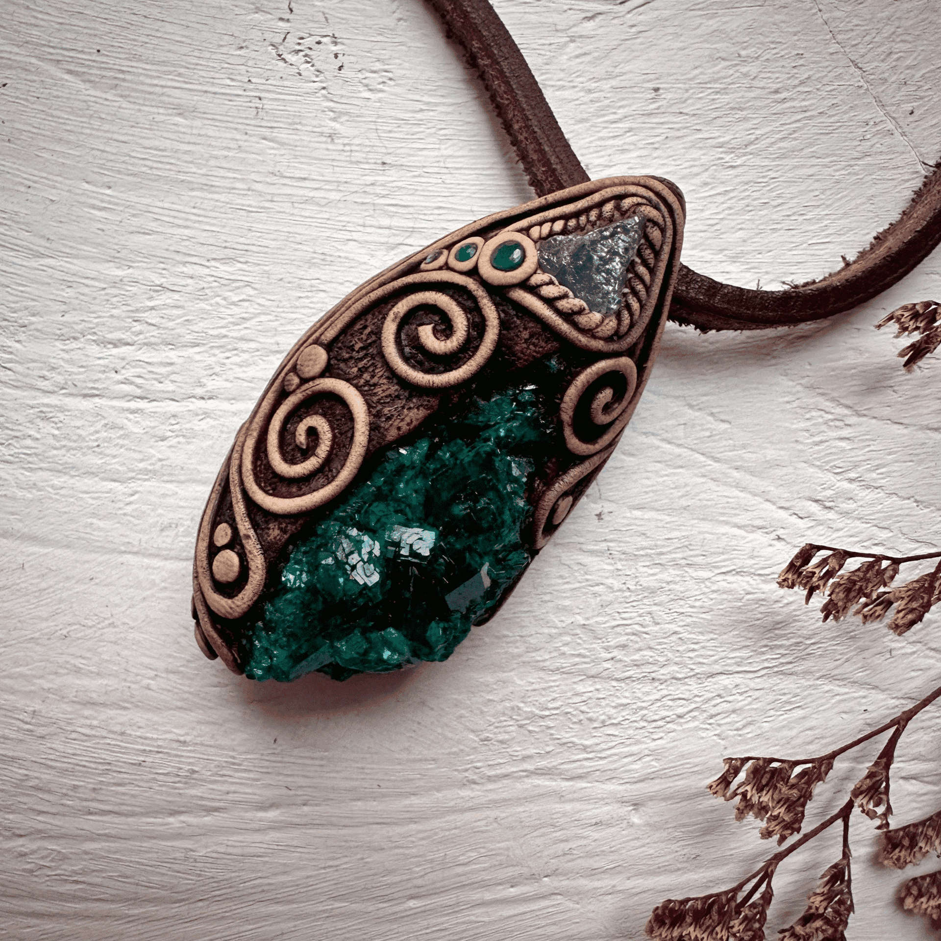 Dioptase Tanzanite and Emerald Necklace - FairyGardenGlow