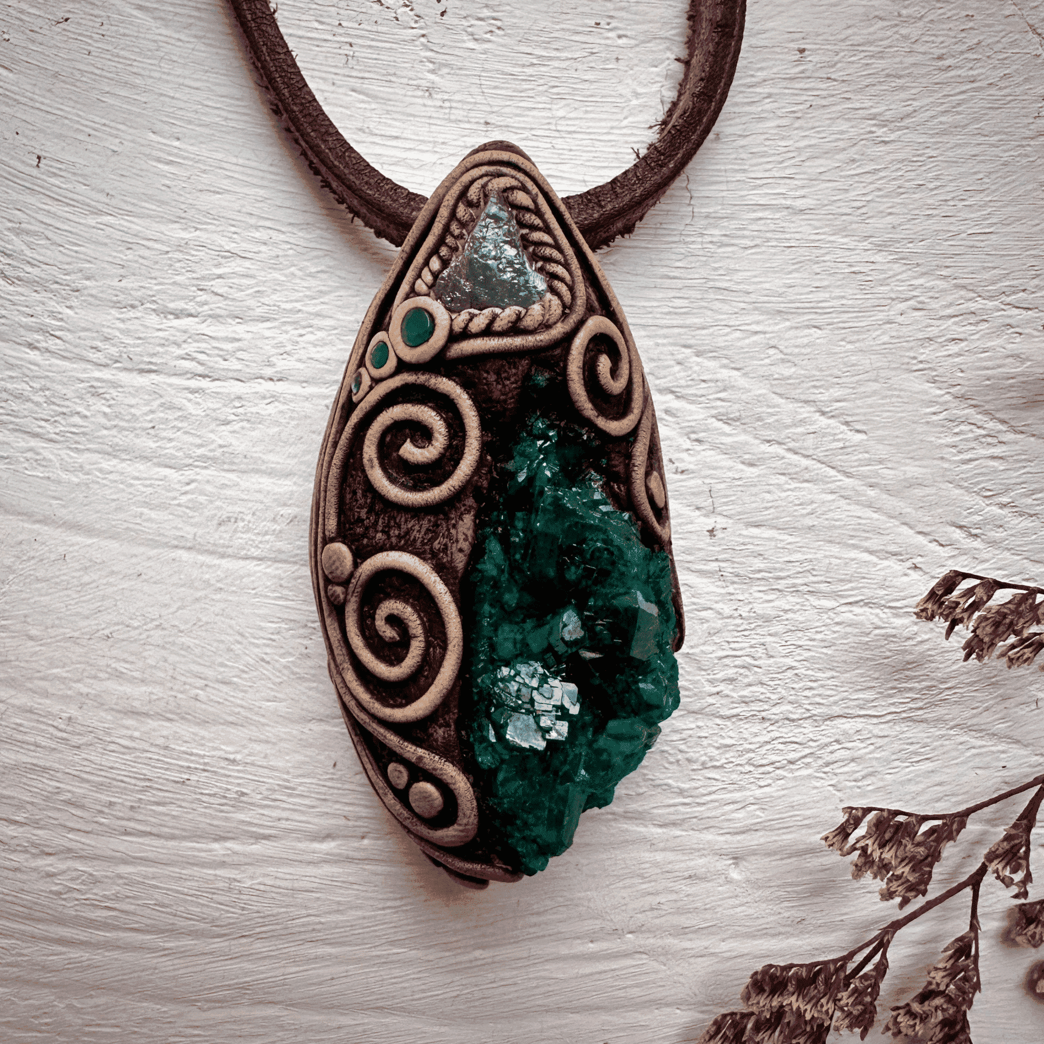 Dioptase Tanzanite and Emerald Necklace - FairyGardenGlow