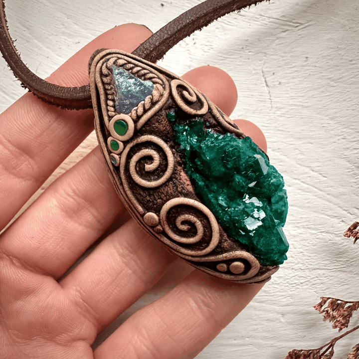 Dioptase Tanzanite and Emerald Necklace - FairyGardenGlow