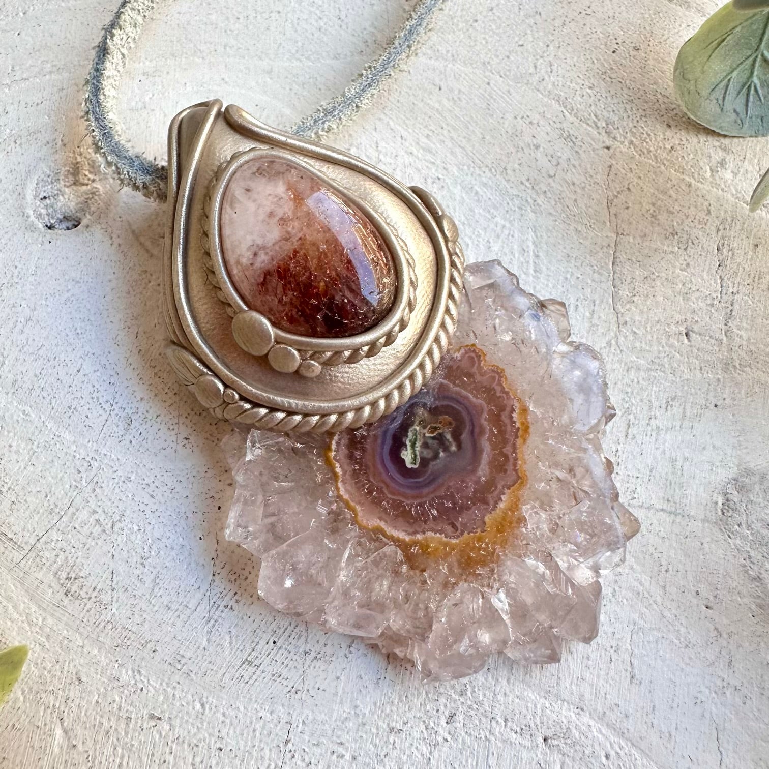 Spiritual crystal necklace boho talisman for protection and emotional balance