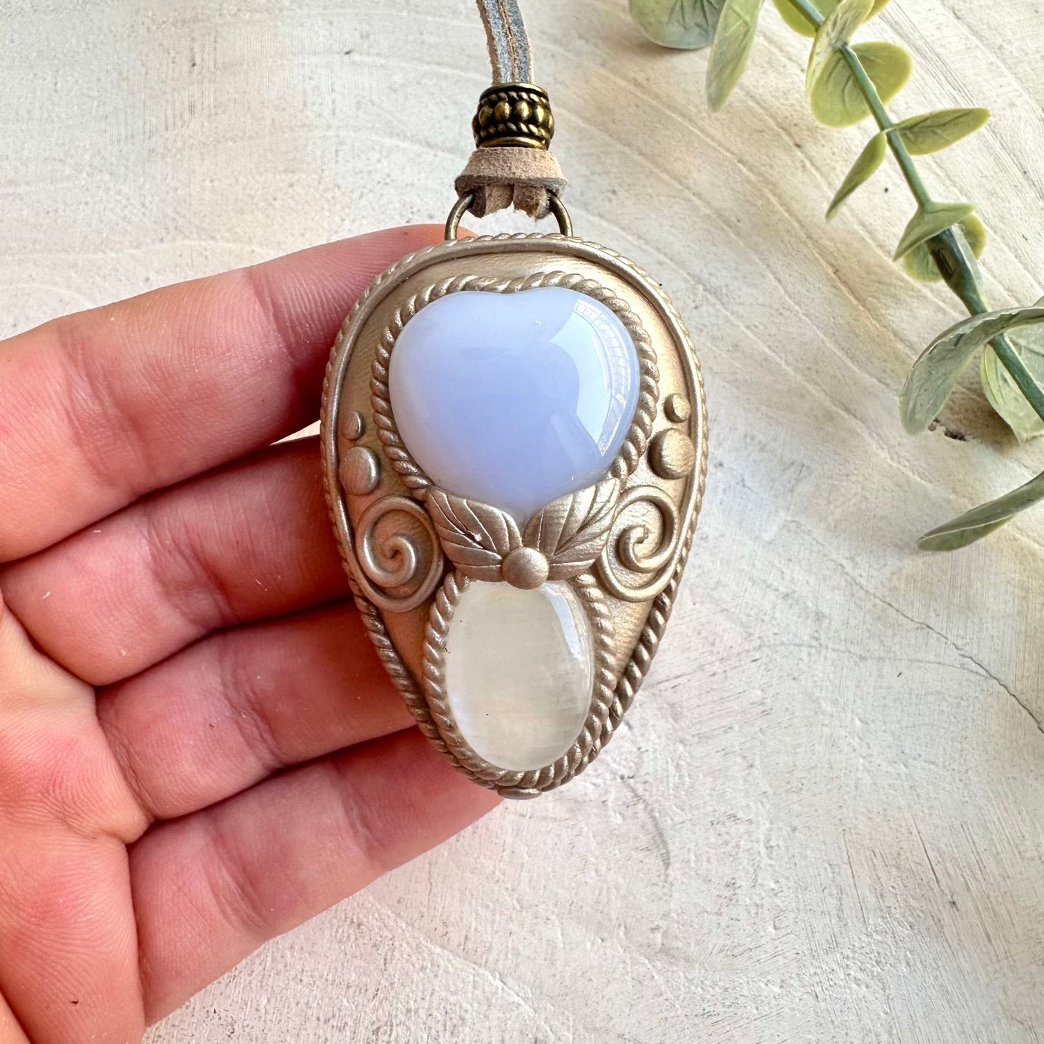 Healing stone necklace crystal talisman for peace and emotional balance