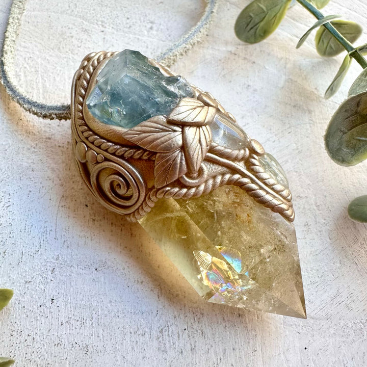 One of a kind crystal wand for manifestation and spiritual clarity