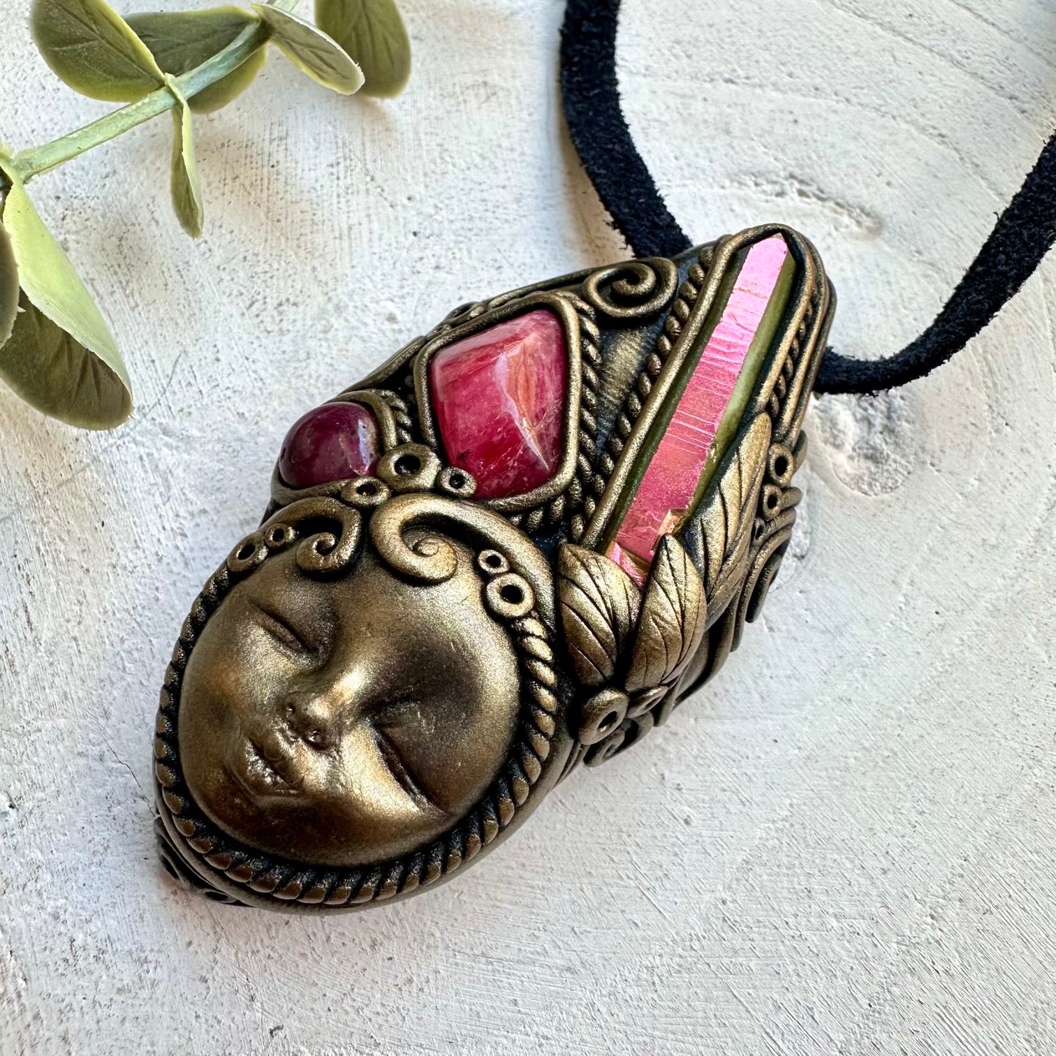 Handmade talisman goddess necklace for passion and heart healing