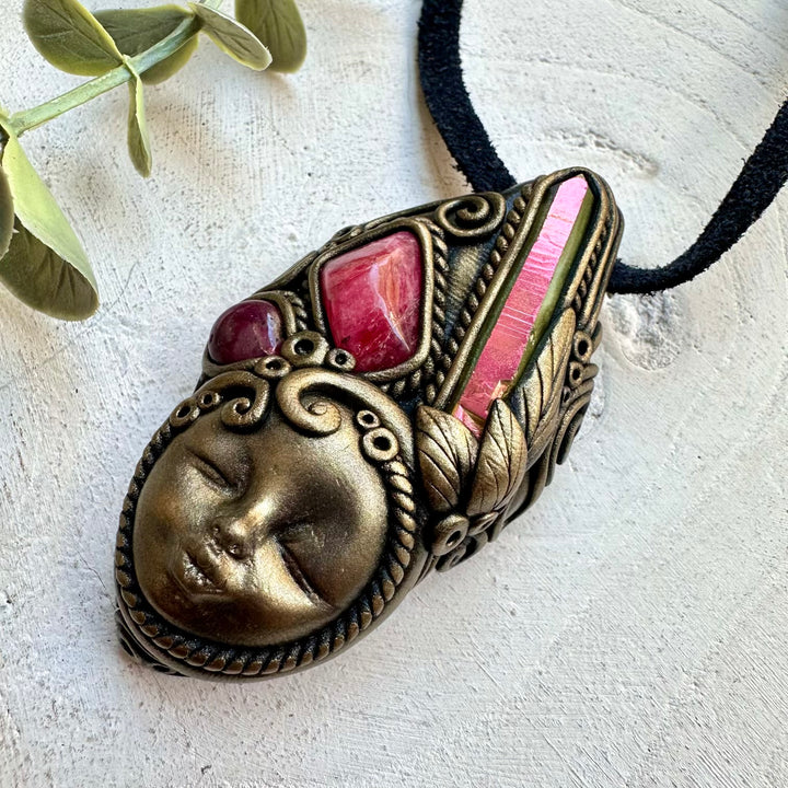 Handmade talisman goddess necklace for passion and heart healing
