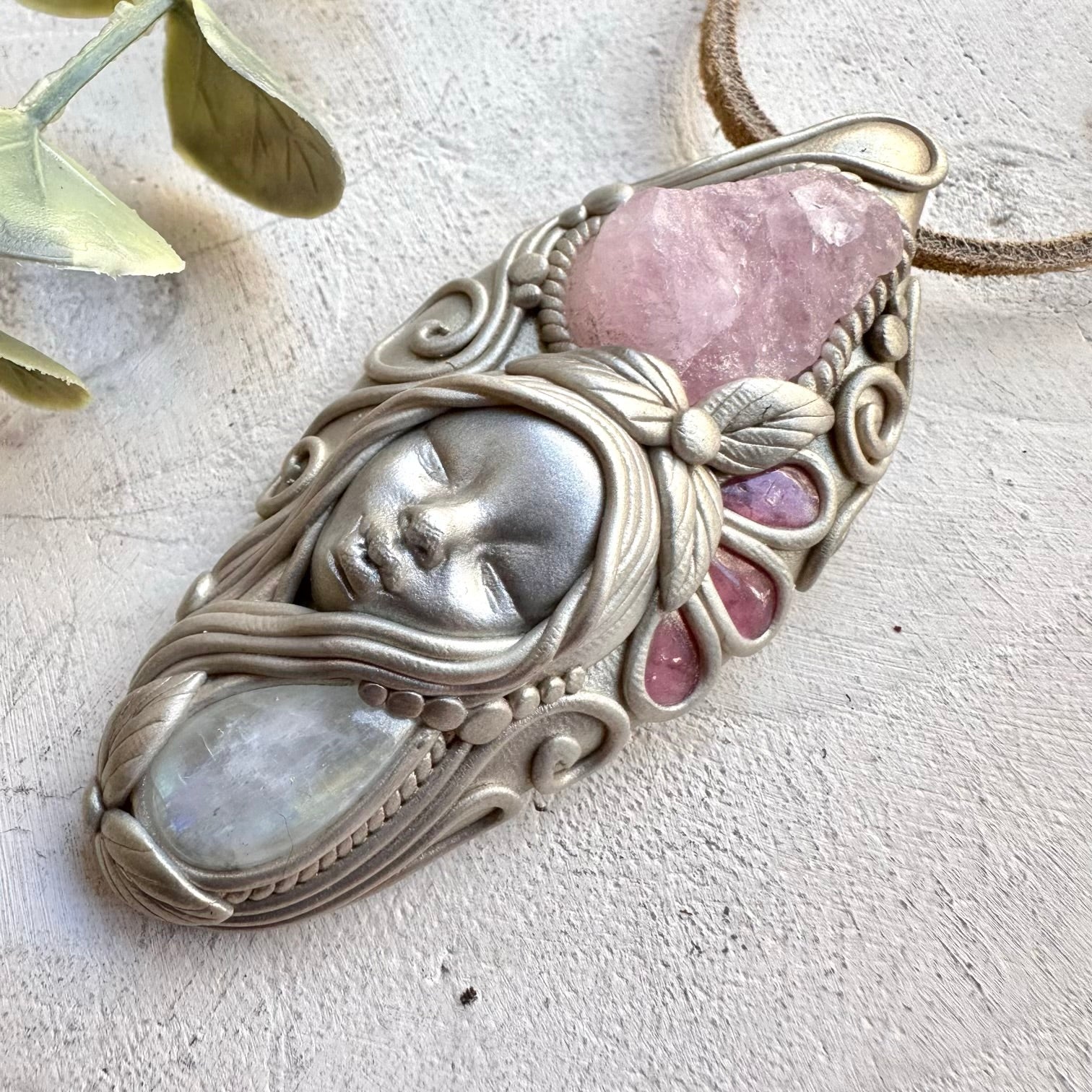Luxury goddess spiritual jewelry with morganite and moonstone