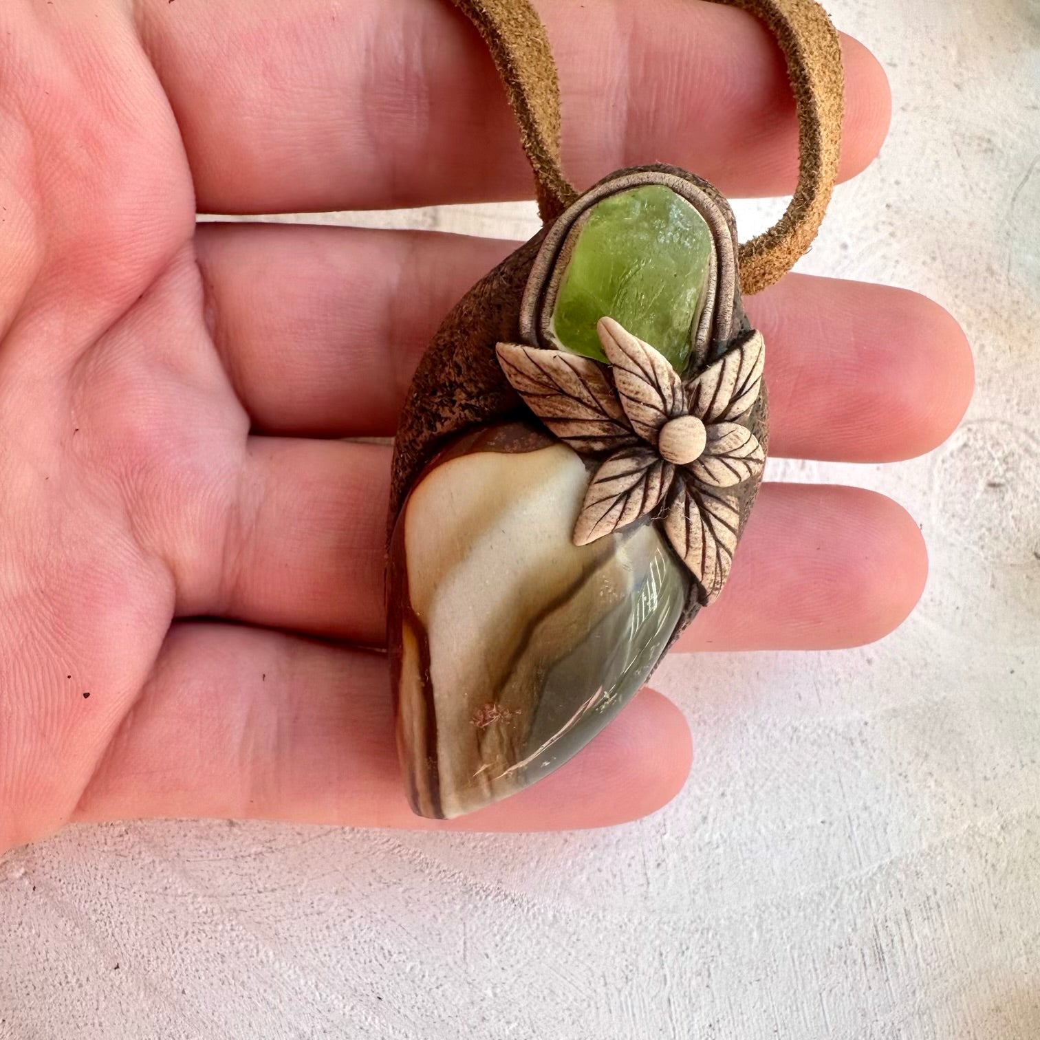 Boho crystal jewelry featuring Polychrome Jasper and Peridot