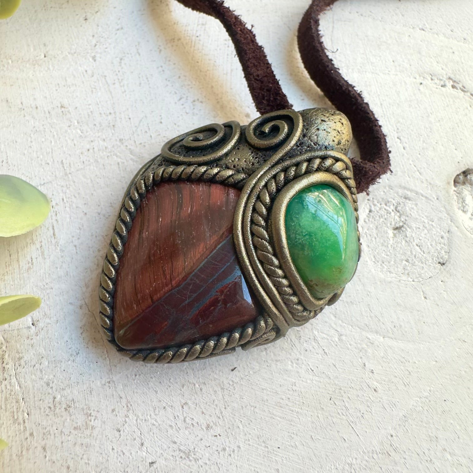 One of a kind crystal healing necklace with Red Tiger’s Eye