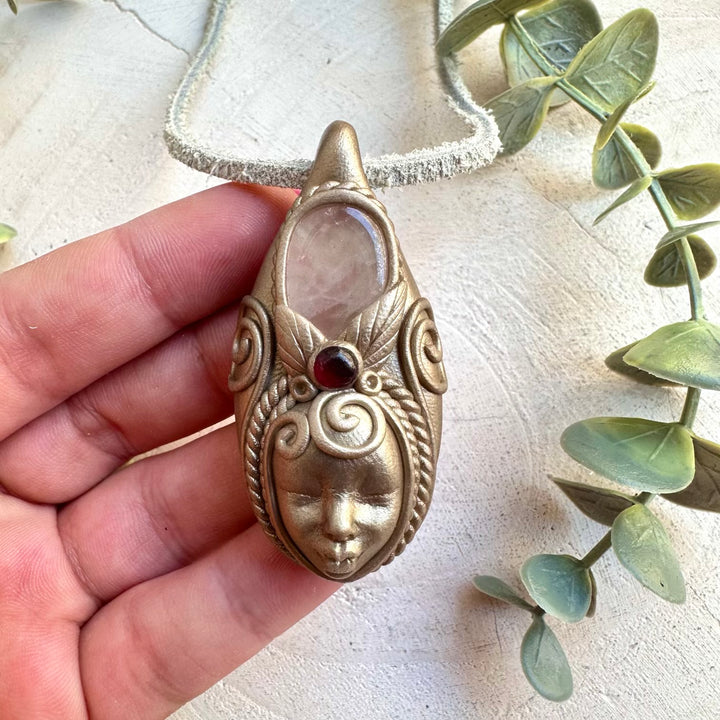 Handmade goddess pendant necklace for heart healing and emotional balance