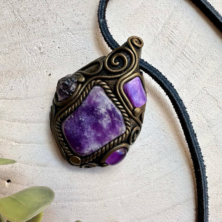 Crystal necklace designed for peace intuition and transformation