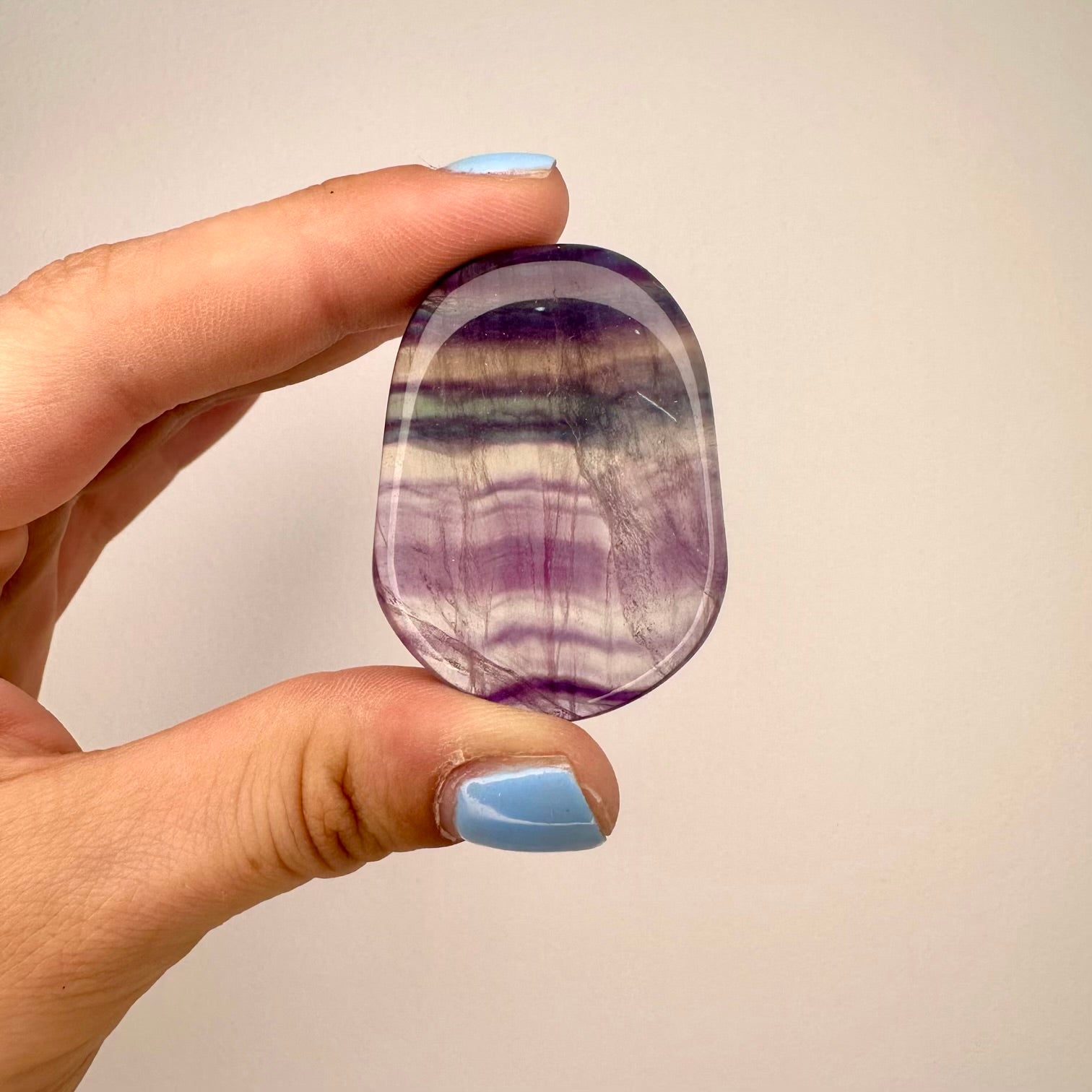 Polished rainbow fluorite crystal stone for mental clarity