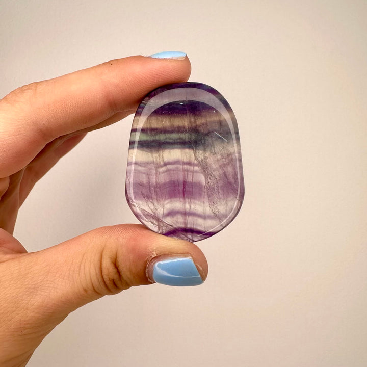 Polished rainbow fluorite crystal stone for mental clarity