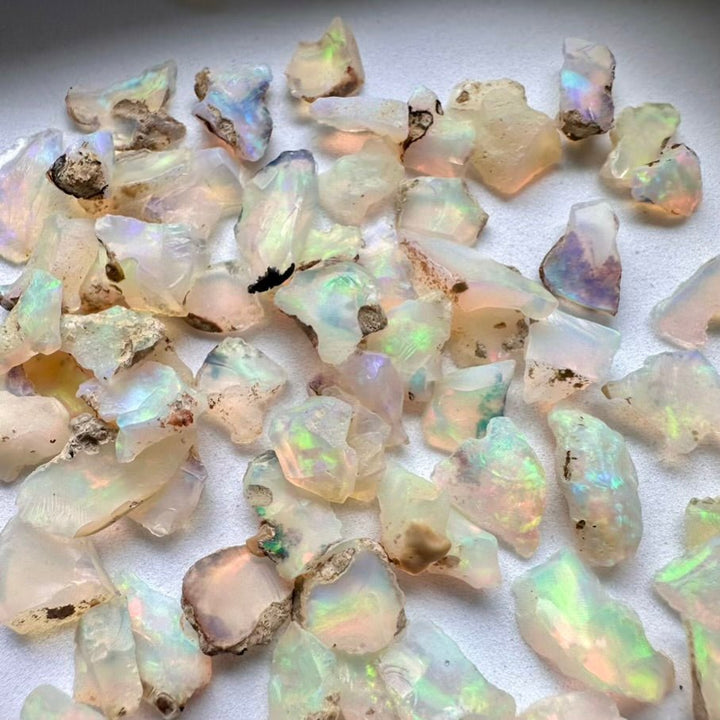 Raw Ethiopian Opal – Natural Gemstone 8–11 mm (1 or 5 Pieces Set) for Jewelry Making & Energy Healing - FairyGardenGlow