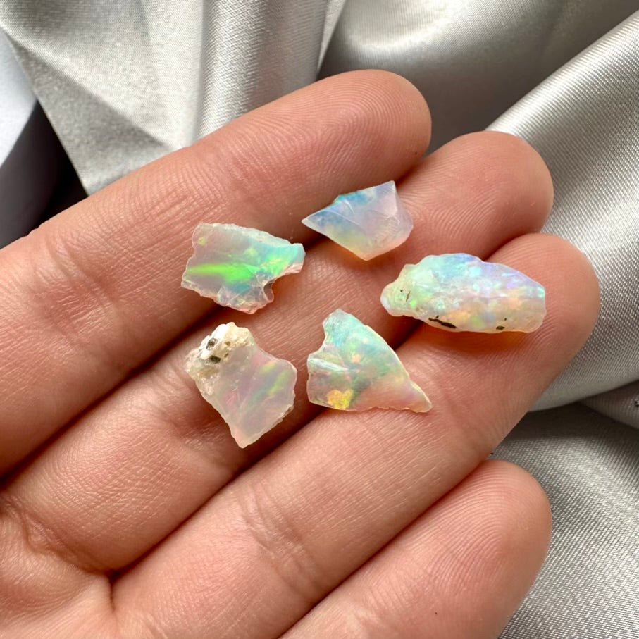 Raw Ethiopian Opal – Natural Gemstone 8–11 mm (1 or 5 Pieces Set) for Jewelry Making & Energy Healing - FairyGardenGlow