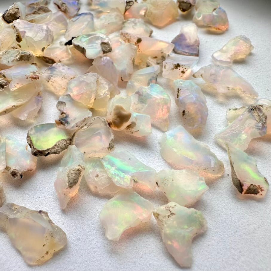 Raw Ethiopian Opal – Natural Gemstone 8–11 mm (1 or 5 Pieces Set) for Jewelry Making & Energy Healing - FairyGardenGlow