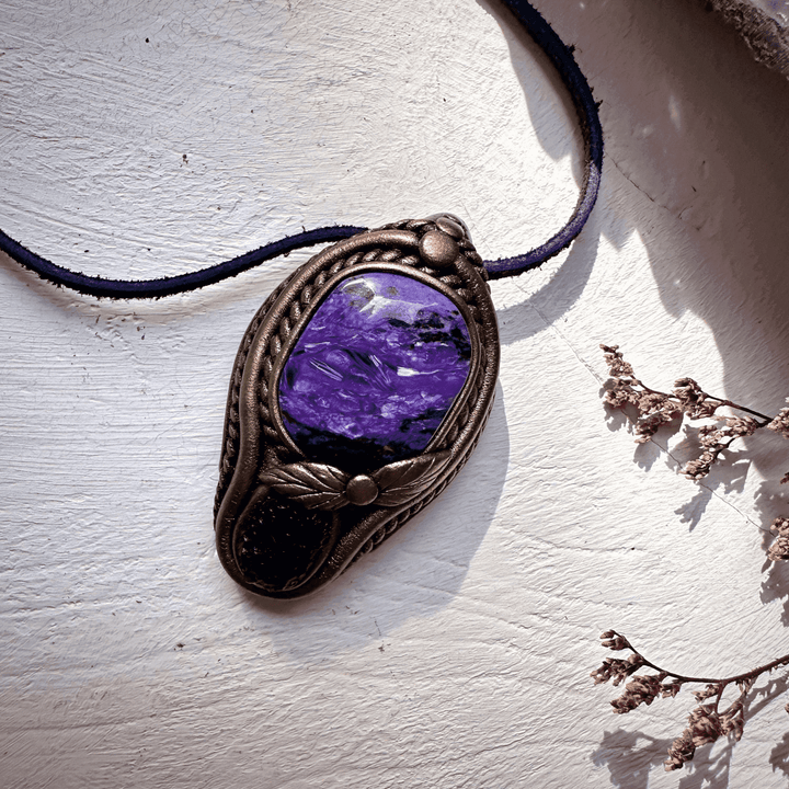 Charoite and Moldavite Necklace - FairyGardenGlow