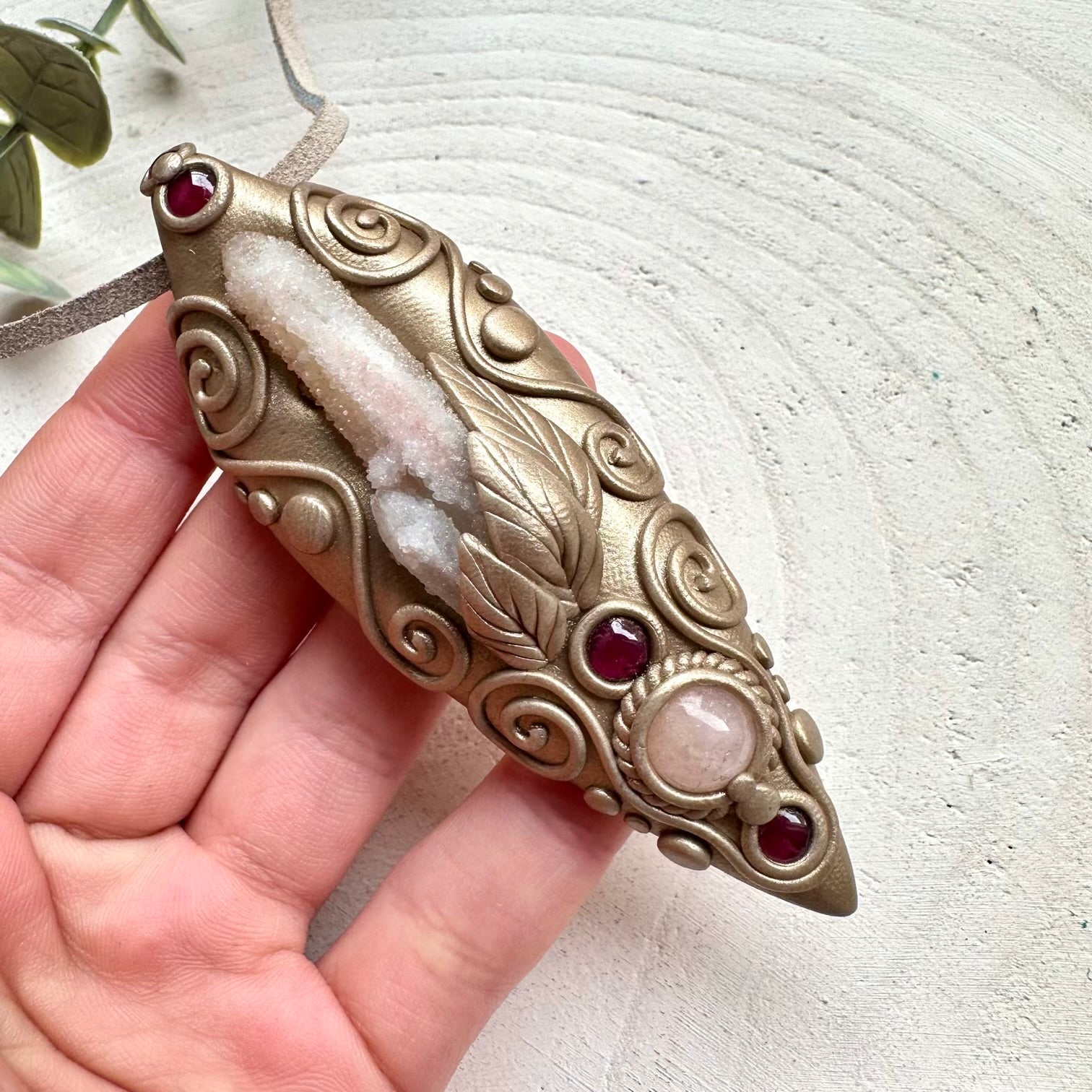Handmade necklace with fairy quartz and morganite gemstones