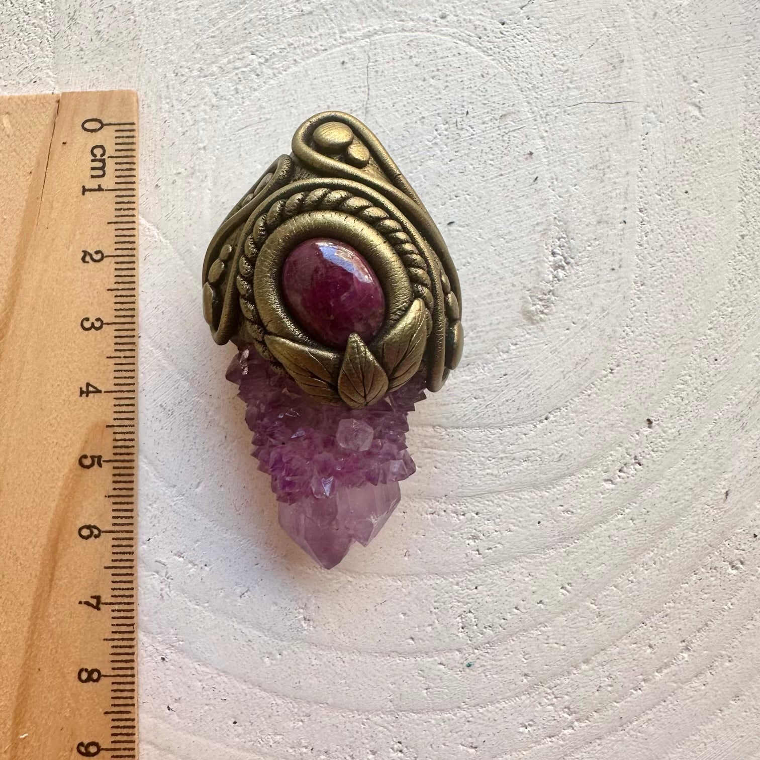 Handmade Spirit Quartz and Ruby pendant necklace featuring genuine natural gemstones.