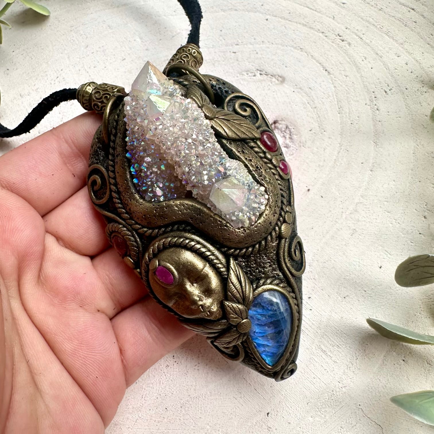 One of a kind Angel Aura Spirit Quartz goddess necklace